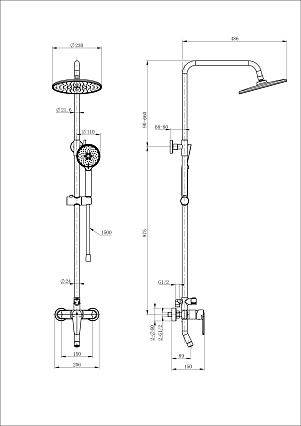 Душевая стойка Wonzon&Woghand WW-B2168-A-MB черный матовый