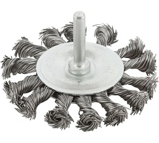 Корщетка, тип "колесо", со штифтом, стальная витая проволока, 75 мм MOS 38493М