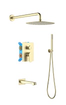 Душевой набор Aquatek Оберон AQ1273BG шлифованное золото