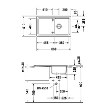 Кухонная мойка Duravit Cassia 7513860000 86 см белый