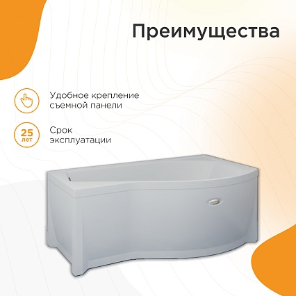 Акриловая ванна Ваннеса Миранда 168х95 см R