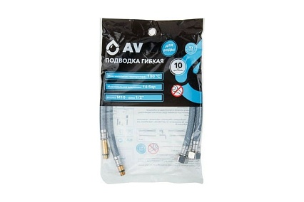 Комплект гибкой подводки для воды AV Engineering nylon Lt иголка м10 - гайка 1/2 100 см AVE218100