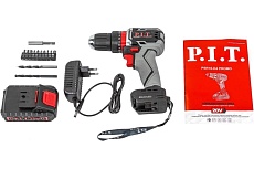 Аккумуляторная бесщеточная дрель P.I.T. 20 В, 1 Li акк. 1.5 Ач, 40 Нм, ударн., фикс. шпинд., кор. PSR18-D4 Promo
