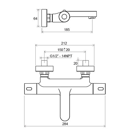 Смеситель для душа Ravak Termo 300 TE 023.00/150 X070097 термостат