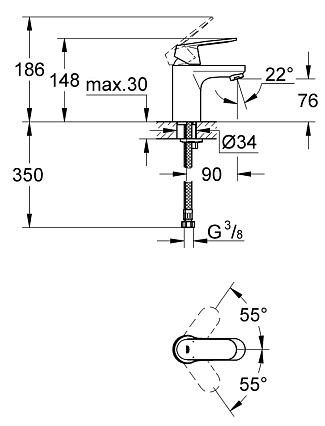 Смеситель для раковины Grohe Eurosmart Cosmopolitan 32824000