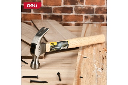 Молоток-гвоздодер Deli DL5240 250гр, деревянная рукоять 168209