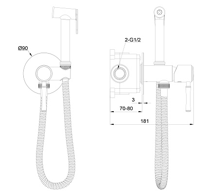 Смеситель Wonzon&Woghand Tor WW-88829073-BG с гигиеническим душем, брашированное золото