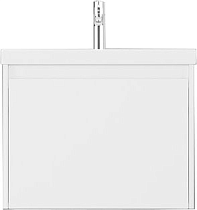 Тумба с раковиной Velvex Klaufs 60 см подвесная, 1 ящик, белый глянец