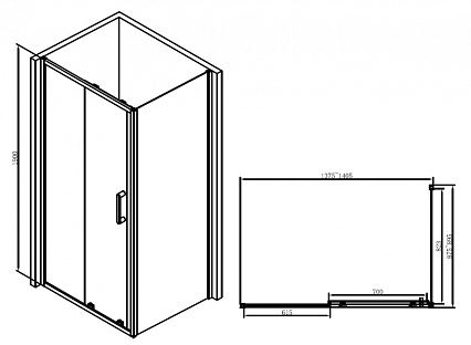 Душевой уголок Abber Schwarzer Diamant 140x90 прямоугольный, черный