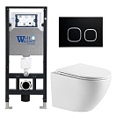 Комплект Weltwasser 10000011302 унитаз Merzbach 043 GL-WT + инсталляция + кнопка Amberg RD-BL