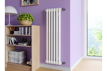 Вертикальный трубчатый радиатор GUARDO PILON двухтрубный 1200x249 мм, 5 секций, боковое подключение 3/4", белый 2T-1200 5 BK 3/4"