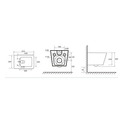 Подвесной унитаз TECEspring MODEL S 9700996 безободковый со смывом Tornado flush