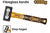 Тяжелая кувалда Ingco 1кг, ручка фибергласс, нескользящая HSTH81000