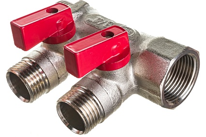 Коллектор с отсекающими шаровыми кранами EUROS 2 выхода 3/4" x 1/2" EU.ST3042125 2x34x12