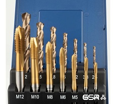Набор машинных метчиков GSR B HSSE-TiN DIN371/376 M3-M10/M12 Silver 14 предметов BRB09100110