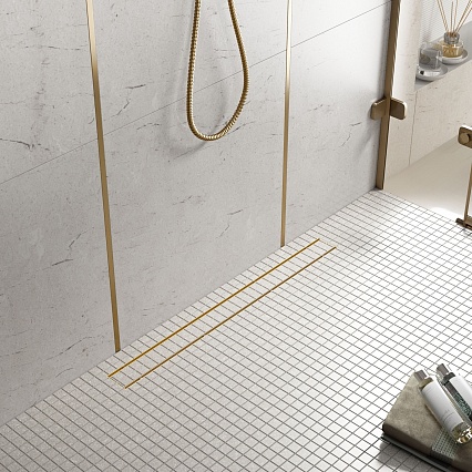 Трап для душа Timo Drain System 1000 DS230210/17 100 см, вставка Plate, матовое золото