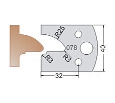 Нож мультисистема HSS фристайл R25;3 40x20x4 мм Dimar 3307840