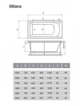 Акриловая ванна Vayer Milana 190x80 см Гл000025934