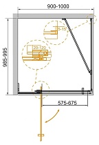 Душевой уголок Cezares Slider SLIDER-AH-1-100-90/100-C-GM 100x90/100 прозрачное, оружейная сталь