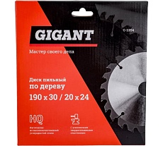 Диск пильный по дереву (190х2х30/20 мм; 24 зуба) Gigant G-11094
