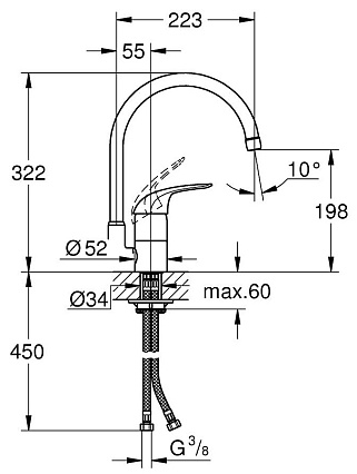 Смеситель для кухни Grohe Euroeco 32752000