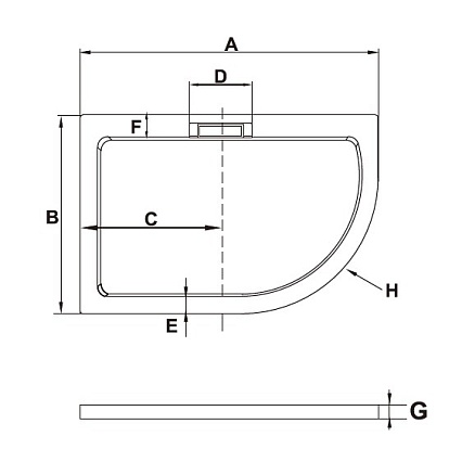 Поддон для душа RGW GWS-41L 90x120 литьевой мрамор, левый