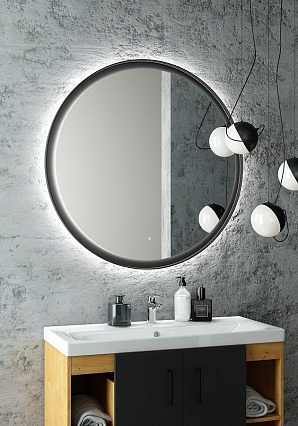 Зеркало Art&Max Napoli AM-Nap-1000-DS-F 100x100 см, с подсветкой, черный