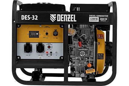 Дизельный генератор Denzel des-32, 3.2 квт, 230 в, 11 л, ручной стартер 94411