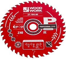 Диск пильный Профессионал 185x1.8/1.2x20 мм, Z=40, A=15° WOODWORK 27.184.40