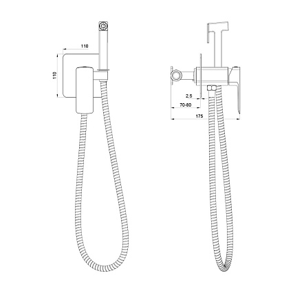Смеситель Oliveeka D-Line OL-829003-BGM с гигиеническим душем, оружейный металл