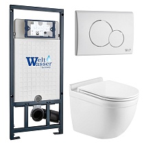 Комплект Weltwasser 10000010675 унитаз Heimbach 041 GL-WT + инсталляция Marberg 507 + кнопка Mar 507 RD GL-WT