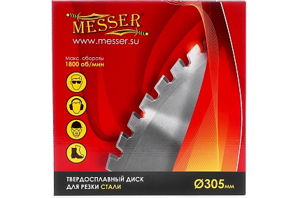 Диск ТСТ для резки стали 305x25.4x1.8/2.2 мм, 72T Messer 10-50-305