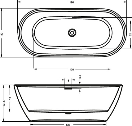 Акриловая ванна Riho Inspire FS 180x80