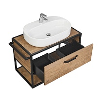 Мебель для ванной Акватон Лофт Фабрик 80 см со столешницей, раковина Одри Round, дуб кантри