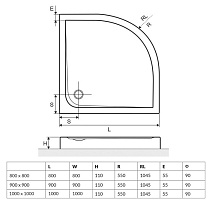 Поддон для душа Excellent Compact 100x100 четверть круга