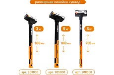 Кувалда RAGE by VIRA 5000 г с фибергласовой ручкой 905000