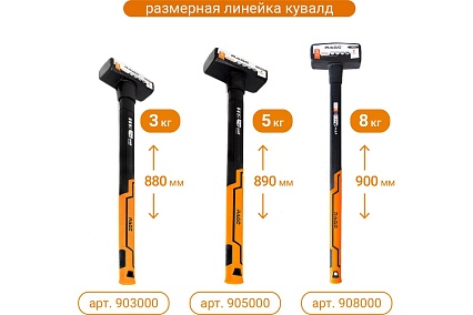 Кувалда RAGE by VIRA 5000 г с фибергласовой ручкой 905000