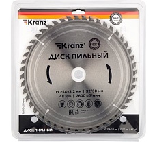 Диск пильный по дереву 254x32/30 мм, 48 зубьев Kranz KR-92-0130