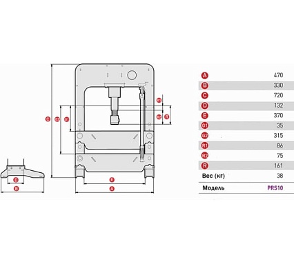 Настольный пресс с ручным приводом 10т Mega PRS10_grey