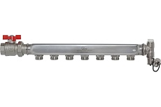 Распределительный коллектор ColSys IVR 871А 7 выходов, с шаровым краном, краном Маевского и дренажным клапаном 187111А07