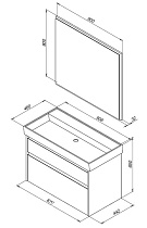 Тумба с раковиной Aquanet Nova Lite 90 см, 2 ящика, дуб рошелье