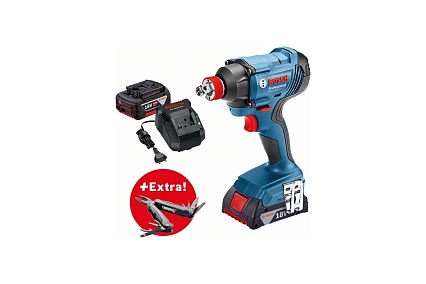 Аккумуляторный ударный гайковерт Bosch GDX 180-LI + многофункциональный инструмент Swiss Peak 0.615.990.K9W