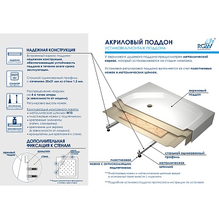 Поддон для душа RGW BT/CL-S-A 100x100