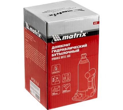 Гидравлический бутылочный домкрат, 3 т, h подъема 178–343 мм Matrix 50762