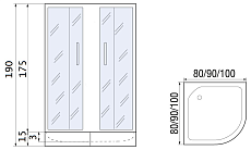 Душевой уголок River Don Light 80/15 MT 80x80 10000008312 хром, матовое с поддоном