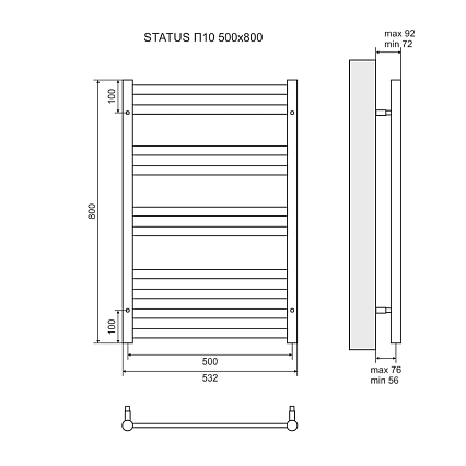 Полотенцесушитель электрический Lemark Status LM44810E П10 50x80