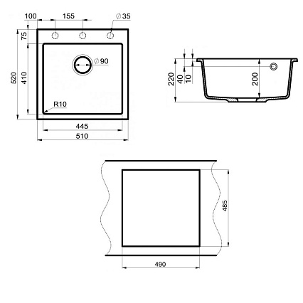 Кухонная мойка Point Арбель PN3001B 51 см черный