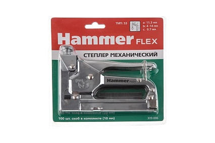 Механический степлер Hammer Flex 309-006 скобы П4-14мм, тип 53, с регуриовкой удара 568993