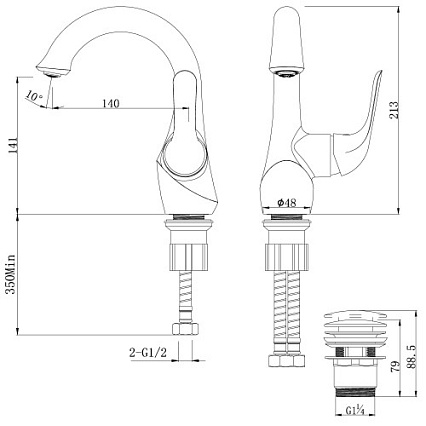 Смеситель для раковины Lemark Swan LM5406BG черный/золото