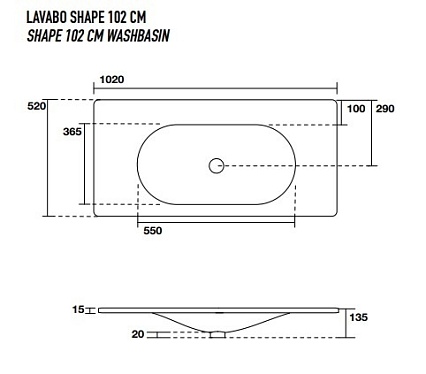 Раковина Kerasan Shape 547001*1 102 см белый глянцевый